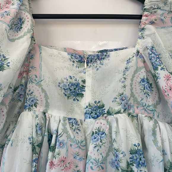 NWT Floral Print Puffy Sleeve Mini Dress, tag size Large (fits more like medium) - Picture 6 of 16